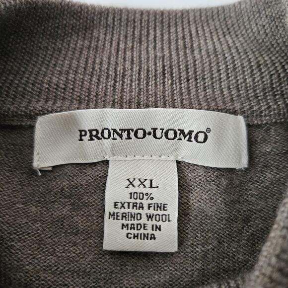 Pronto Uomo Extra Fine Merino Wool Mock Neck Knit Pullover Sweater XXL Classic - Picture 6 of 7